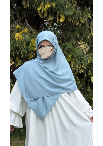 Qalortex Scarf Pamuklu Organik Modal Eşarp-bebe Mavi