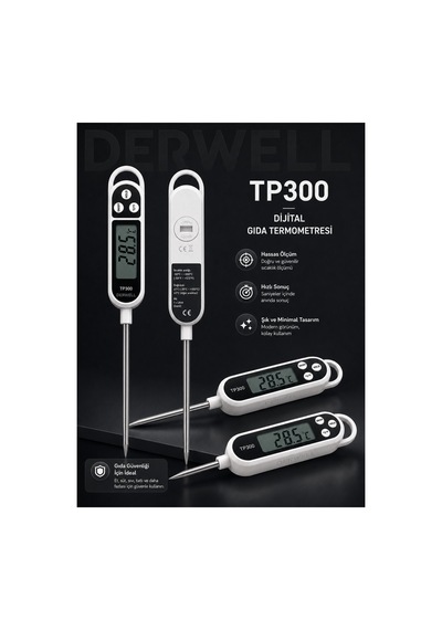 Dijital Tp300 Mutfak Termometresi Bebek Maması, Süt Ve İçecek Sıcaklığı Ölçüm Cihazı Otomatik Kapanmalı Güvenli Isı Ölçer Ev Tipi Hassas Gıda Termometresi Pil Dahil Ekonomik Hızlı Ölçüm