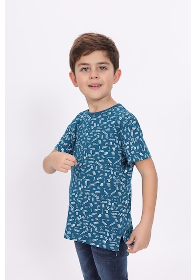 Toontoy Kids Toontoy Erkek Çocuk Komple Baskılı Tişört Petrol Mavi