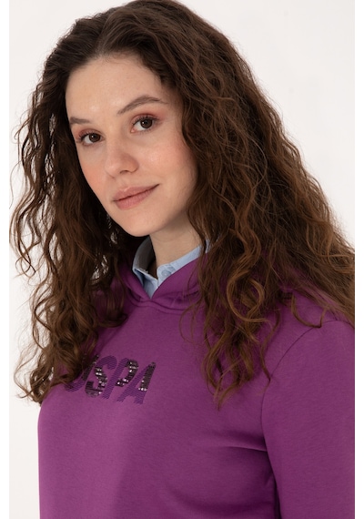U.S. Polo Assn. Kadın Menekşe Kapüşonlu Basic Sweatshirt 50307711-VR037