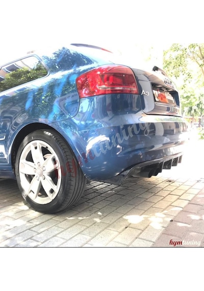 Audi A3 8p Soldan Çiftli Çıkış Difüzör Parlak Siyah - Abs Plastik