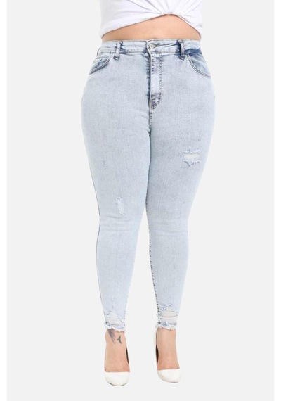 Slim Fit Jean Büyük Beden Yüksek Bel Dar Kesim Esnek Kot Pantolon C597 001
