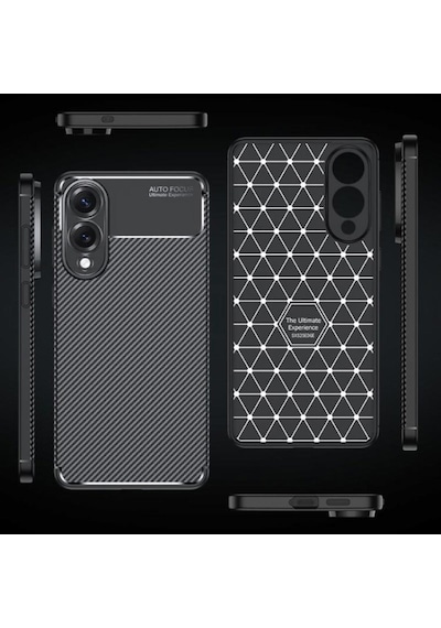 Samsung Galaxy S25 Edge Uyumlu Silikon Kılıf Karbon Desenli Autofocus Tam Darbe Koruma Kapak