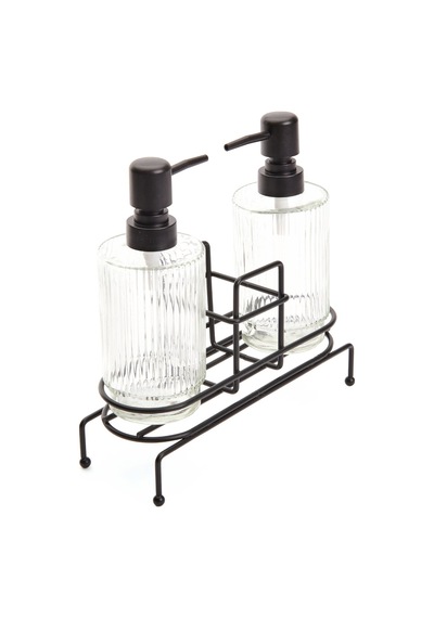 Mienn Metal Stantlı Sıvı Sabunluk - Siyah / Şeffaf - 22 Cm Çok Renkli
