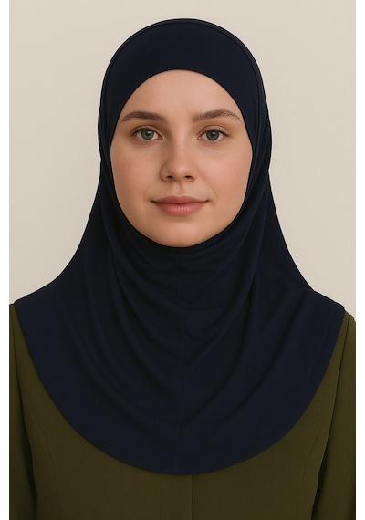 Mim Eşarp Pileli Tesettür Hijab Hazır Eşarp Lacivert