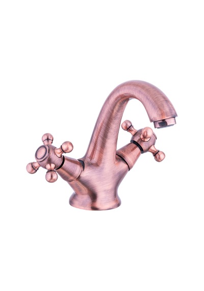İsaoğlu Yapı Bakır Lavabo Bataryası Bronz Musluk Klasik Özel Tasarım Armatür Mat Bakır Banyo Musluğu Vintage Bakır