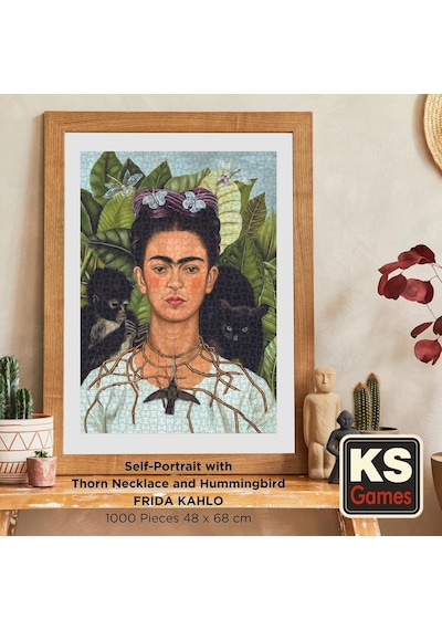 20665 Diken Kolye Ve Sinek Kuşlu Kendi Portresi Frida Kahlo 1000 Parça Puzzle Standart