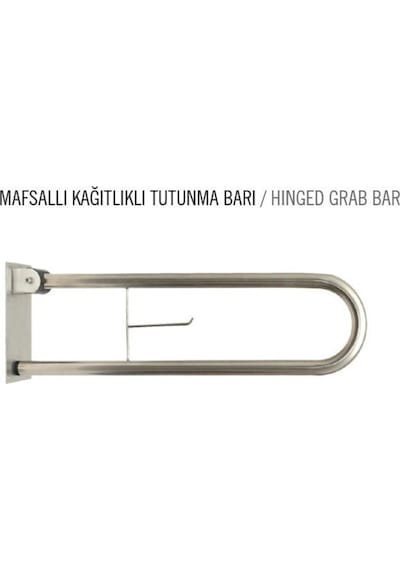 Bedensel Engelli Mafsalli Kâğıtlıklı Klozet Yanı Tutunma Barı Engelli Tutamal Beyaz