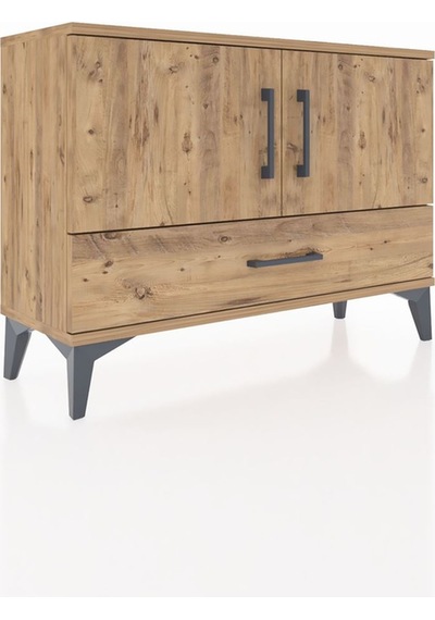 Arges Şifonyer 2 Raflı Tek Çekmeceli 2 Kapaklı 88x30x64 Çam-çam Çam