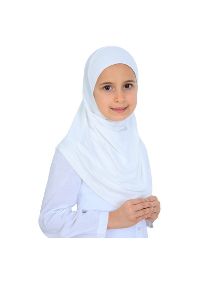 Modish Group Kız Çocuk Hazır Başörtüsü Pratik Penye Şal Tesettür Giyim Krem
