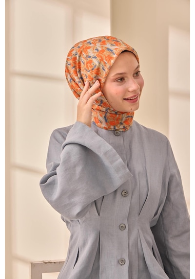 Silk Home Soft Eşarp 73091-35 Turuncu, İndigo, Yeşil Bej