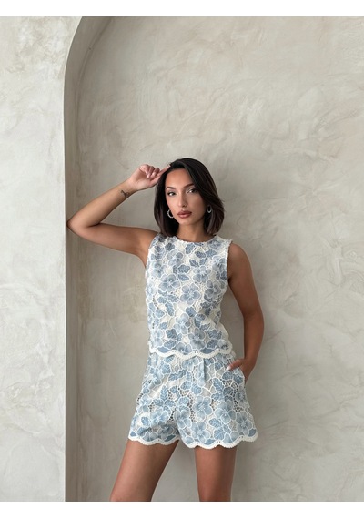 Verymoda Dantel Şort D2919 Mavi