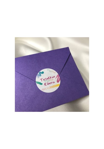 Renkli Teşekkür Ederiz Etiketi Çizgiler Mat Thank You Sticker 4 Cm 100 Adet Çok Renkli