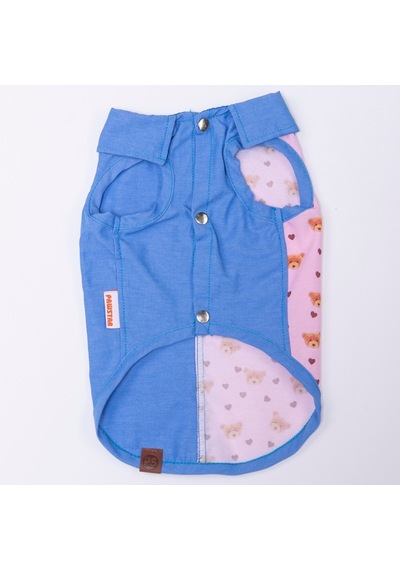 Cozie Bear Denim Ayıcık Desenli Kot Kedi Köpek Gömleği-kedi Köpek Kıyafeti-kedi Gömlek-köpek Gömlek