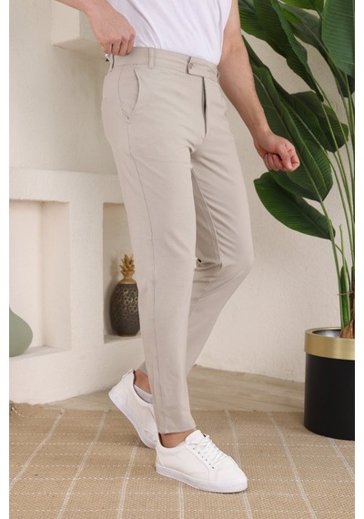 Efnaz Style Erkek Slim Fit Dilli Kumaş Pantolon Bej