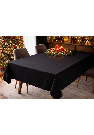 Peri Lüx Kadife Kumaş Siyah Masa Örtüsü 140x210 Cm Çok Renkli