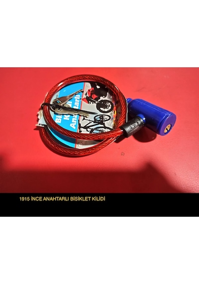 Bisiklet Kilidi Anahtarlı Model Ince Kırmızı