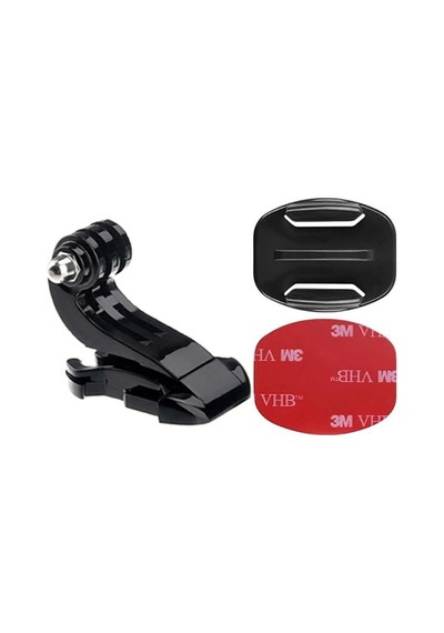Gplus Bs03yj 3 Parça Flat Zemin Düz Yüzey J-hook Aksiyon Kamera 3m Yapışkanlı Motor Kask Bağlantı Seti Siyah