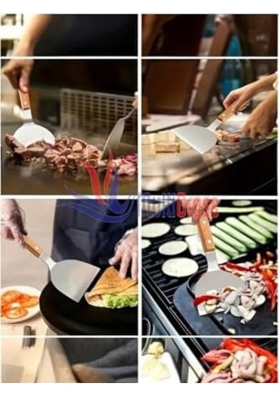 Ahşap Saplı Paslanmaz Çelik Spatula, Metalik 0
