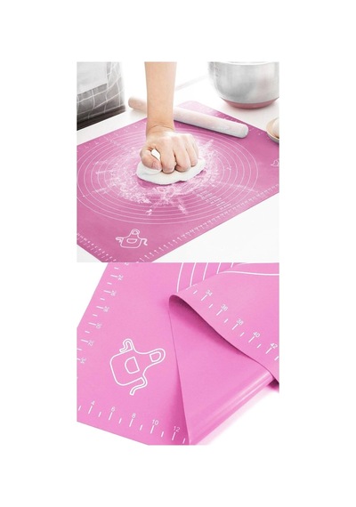 Pembe En Büyük Boy Silikon Hamur Açma Matı, Hamur Açma Altlığı Silpat 65x45cm Silikon Pembe Diğer
