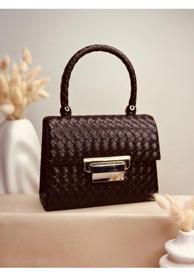 Elora Atelier Elora Örgü Desen Kahve Çanta Çok Renkli