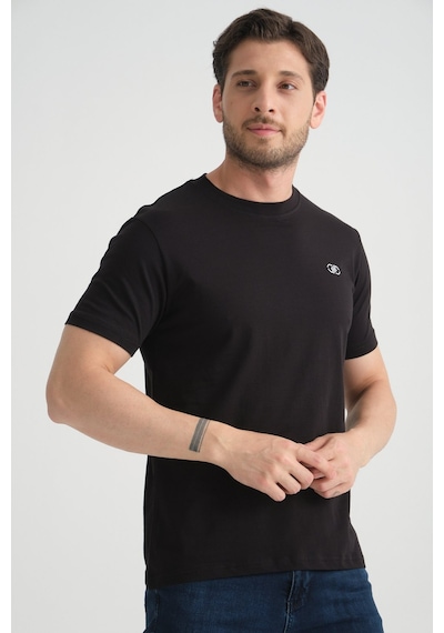 Shooter Sportwear Shooter Erkek T-shirt Nefes Alabilen Esnek Pamuklu Kumaş Regular Kalıp Minimal Logolu Siyah