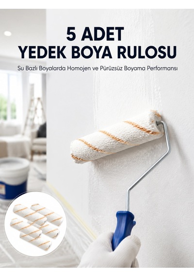 5 Li Mini Rulo Boya Seti Duvar Tavan Emülsiyon Uygulama Diğer