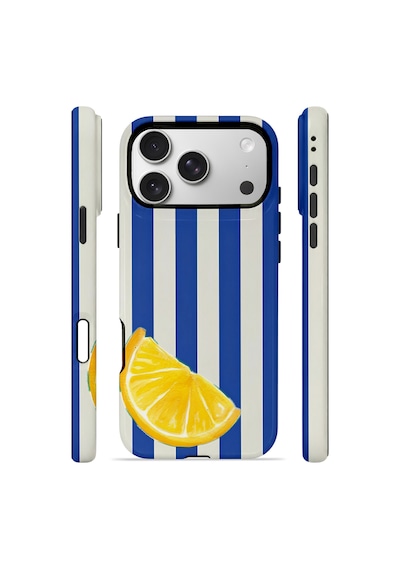Apple iPhone Uyumlu 17 Pro Vorian Çift Katmanlı Magsafe Kılıf Lemon Coast Stripe