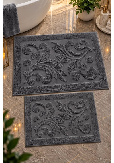 Bambu Jakar Desenli 2'li Banyo Seti Yumuşacık Tuşe Premium Dokuma %100 Bambu Antrasit - 945189930 Antrasit
