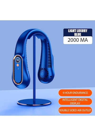 Bıçaksız Boyun Fanı Dijital Ekranlı Taşınabilir Mini Hava Soğutucu Usb Şarj Edilebilir