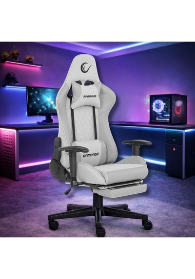 Rampage Kl-r27 Elemental Ayak Dayama Yerli Terletmez Kumaş Gri / Karbon Gaming Oyuncu Koltuğu Beyaz