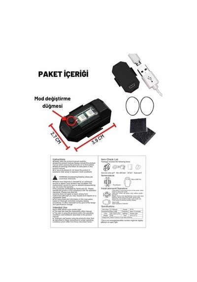 Bike And Art Şarjlı Mini Led Işık/motor Çakar Led/drone Işığı/an