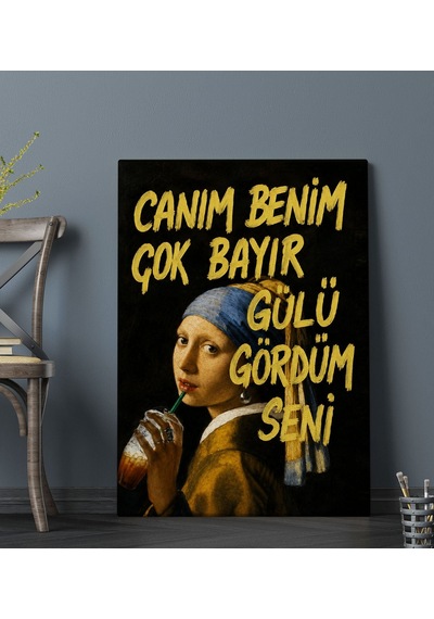 Bk Gift Vintage Klasik Sanat Esprili Sözlü Dekoratif Kanvas Tablo - 41 Çok Renkli