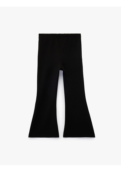 Koton Yırtmaç Detaylı Slim Fit İspanyol Paça Tayt Siyah 7wkg40173ak