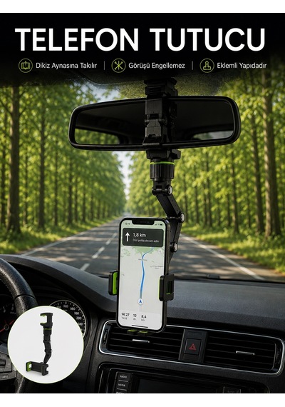 Hubrendy Tekno Araç İçi Dikiz Aynası Telefon Tutucu 360 Dönebilen Katlanabilir Diğer