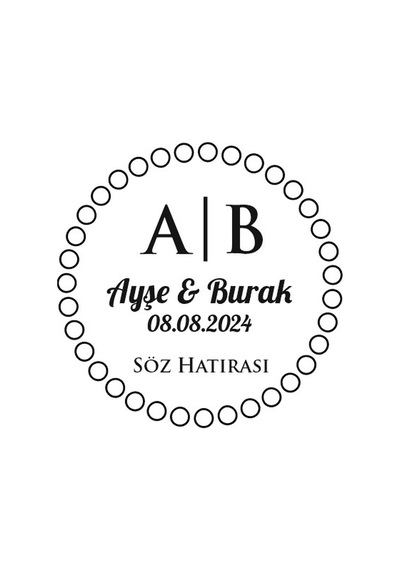 Halkalı Çerçeveli Yuvarlak Mühür Kına Nişan Düğün 3x3 Cm Özel Etiket / 50 Adet Sticker Beyaz