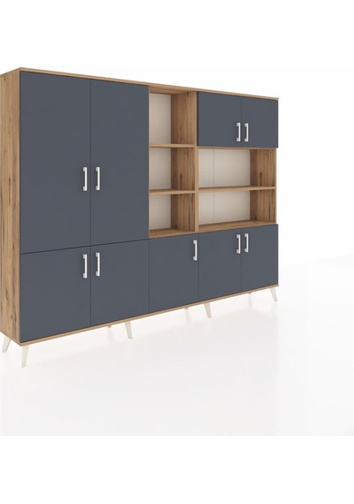 Arges Dolap 14 Raflı 9 Kapaklı 220x30x163 Çam-antrasit/çam Çam-antrasit/çam Arges Dolap 14 Raflı 9 Kapaklı 220x30x163 Çam-antrasit/çam Çam-antrasit/çam