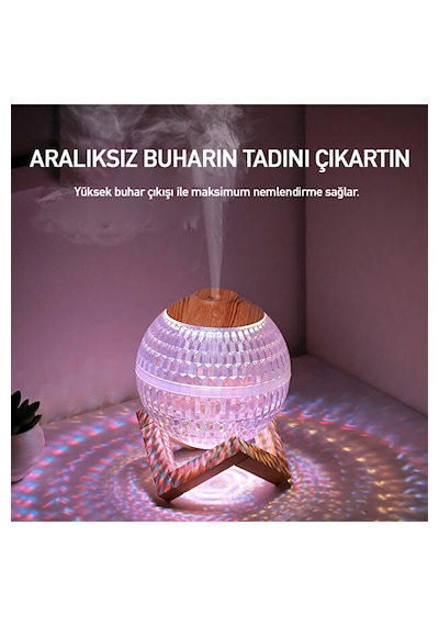 Kristal Küre Mini Usb Nemlendirici & Gece Lambası 7 Renk Led Aromaterapi Difüzörü