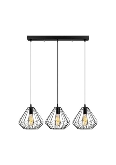 Modern Metal Gövdeli Avize, Salon Ve Mutfak İçin E27 Uyumlu, Siyah-2 Diğer