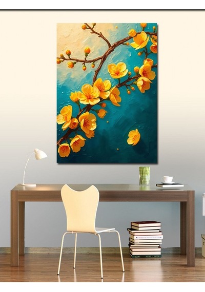 Kanvas Tablo Sarı Çiçek Dalları 50cmx70cm