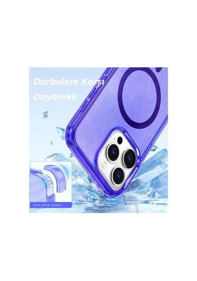 Apple iPhone Uyumlu 15 Pro Kılıf Magsafe Kapak - Mor İtdark2275