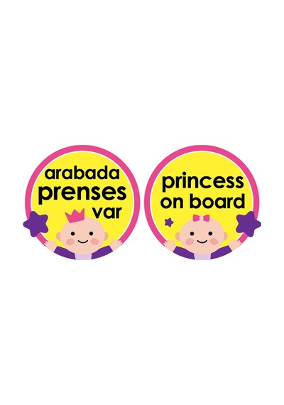 Arabada Prenses Var Vantuzlu Sticker Arabada Güvenlik