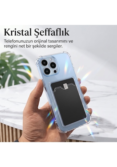 Caseonn Huawei Mate 80 Kılıf Airbag Kristal Kartlık Bölmeli Silikon Kapak Şeffaf