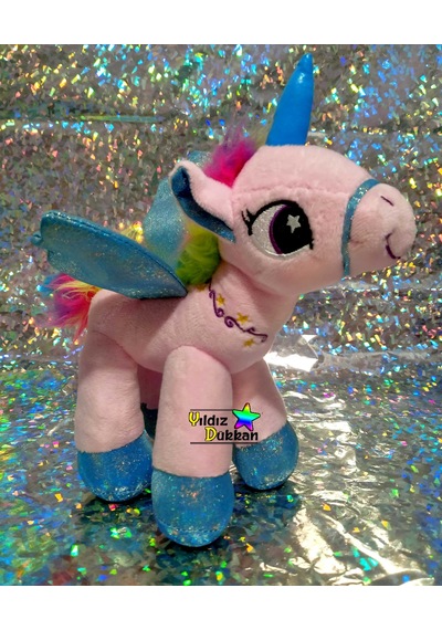 Sevimli Hayvan Peluş Oyuncak At Boynuzlu At Unicorn Pony 25Cm Pbm