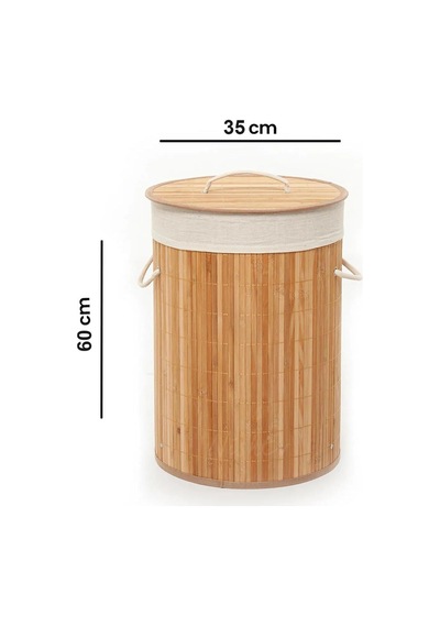 Bambu Luxury Round Laundry Basket Çok Amaçlı Organik Düzenleme Sepeti Çok Renkli