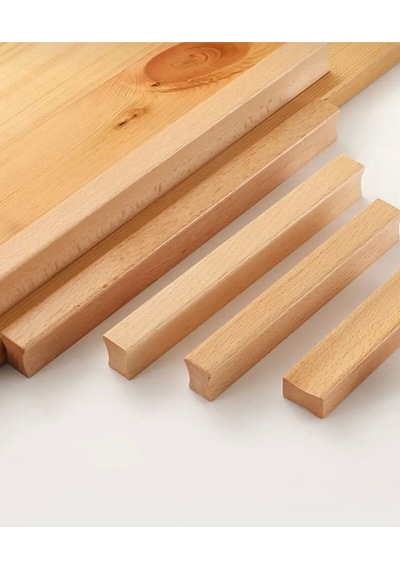 Bella Ahşap Kulp 96mm 9.6cm Lüks Country Mutfak Mobilya Dolap Çekmece Kulbu Doğal Ahşap