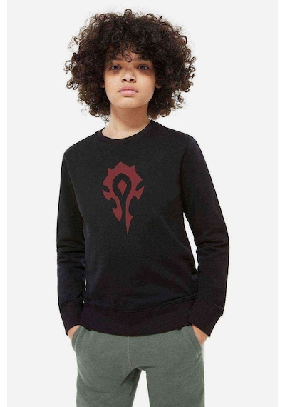 Tshirthane Horde Baskılı Unisex Çocuk Siyah Sweatshirt Siyah