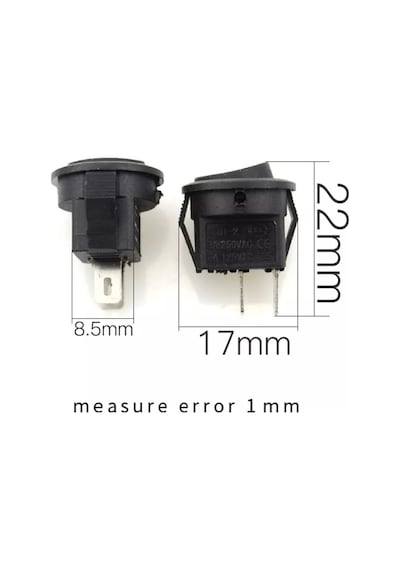 50 Adet Ic-134E Mini (S) Yuvarlak Işiksiz Anahtar On-Off 2P Siyah