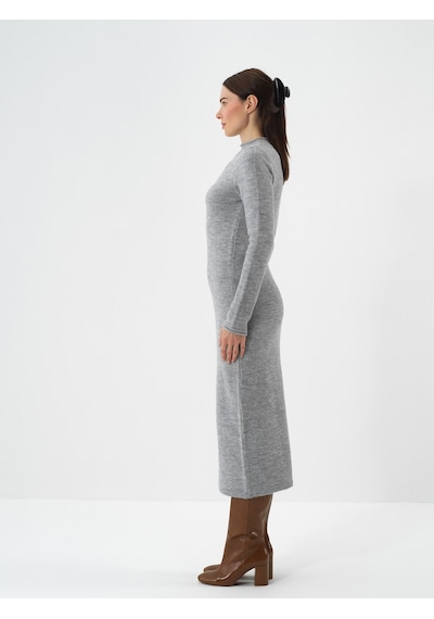 Xint Gri Oversize Mohair Elbise 851112 Gri Melanj