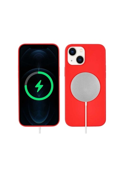 Apple Uyumlu iPhone 13 Kılıf Zore Silksafe Wireless Kapak Kırmızı